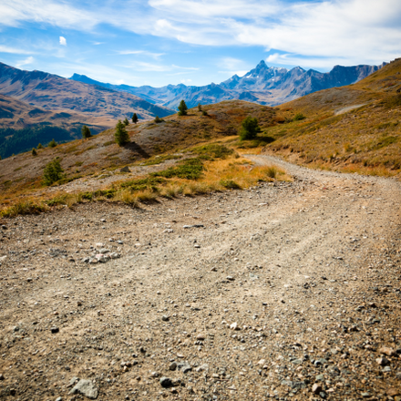 On bumpy pavement and dirt roads.