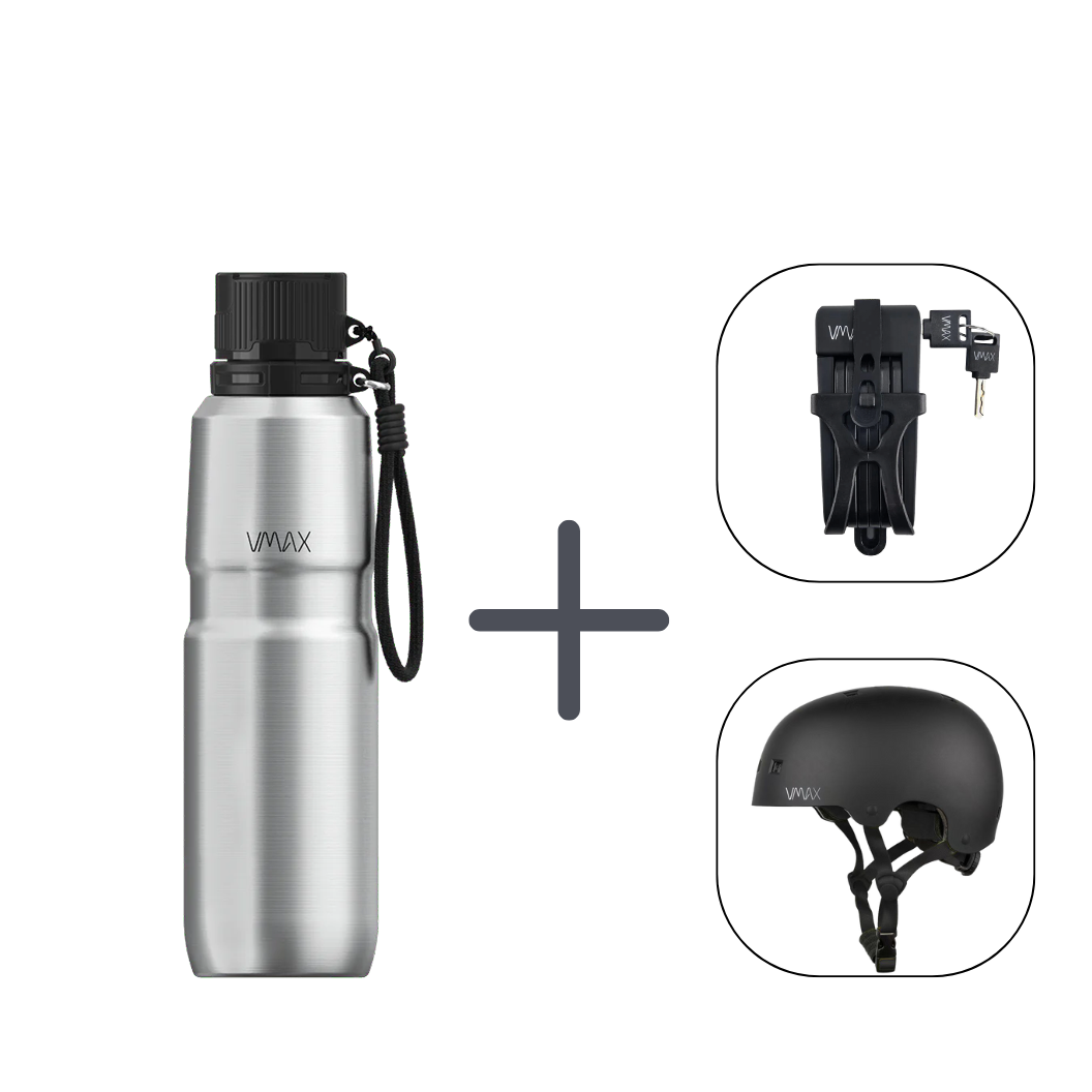 Rider Bundle: Bottle + Helmet + Folding Lock